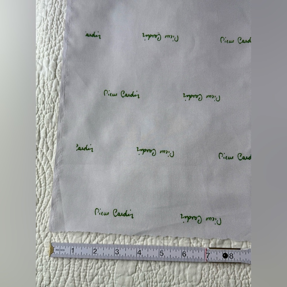 Pierre Cardin silk Gray and Green Fabric. Size 44 x 132 inches.